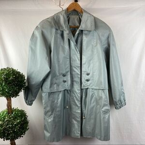 Rainshedder Light Blue Iridescent Belted Trench Rain Coat PM